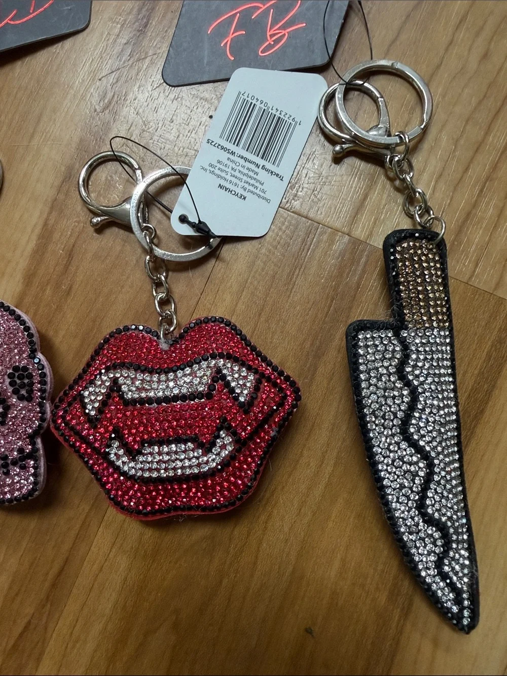 Embellished Pink Skull Keychain - Fashion Accessory